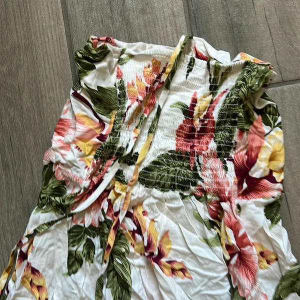 Tropical floral Ruffled Tiered Sundress Pink - Image 6