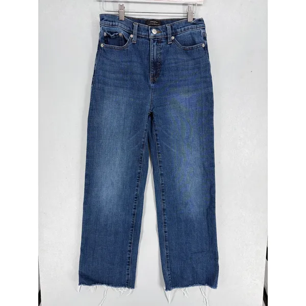 Banana Republic Womens Jeans Ultra High-Rise Wide Leg Raw Hem Blue 27/4‎ - Image 2