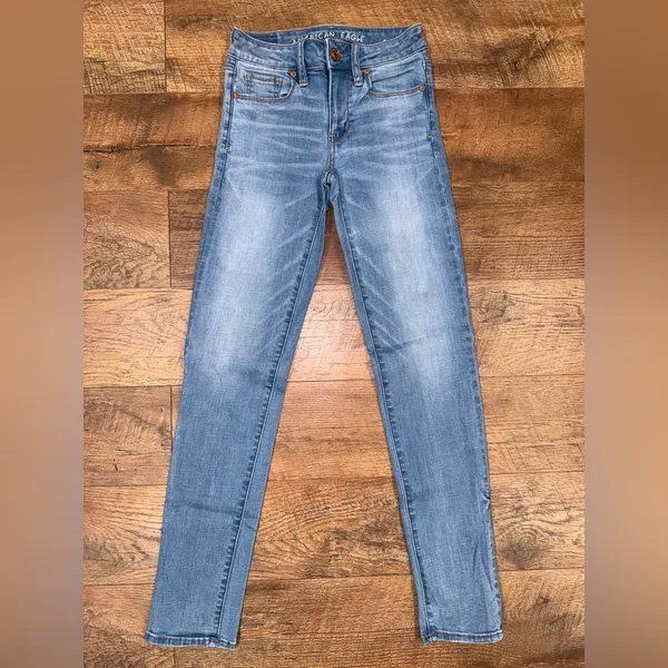 American Eagle Outfitters Women's High Waist Super Stretch Skinny Blue Jeans - Image 2