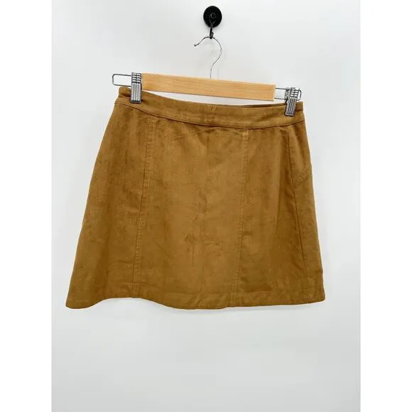 Abercrombie Women‎ Mini Faux Suede Skirt Size 0 Festival Boho Western - Image 2