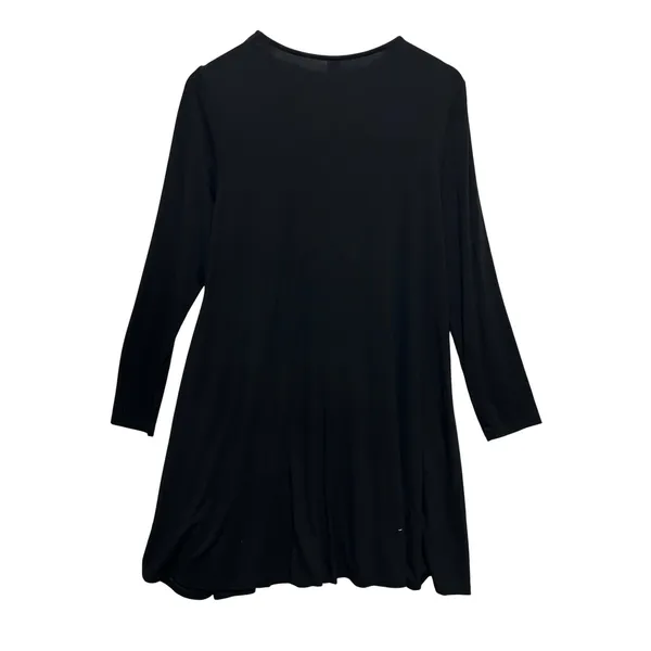 Old Navy Petite L Black Swing Dress‎ Soft Knit Long Sleeve Casual Minimalist - Image 2