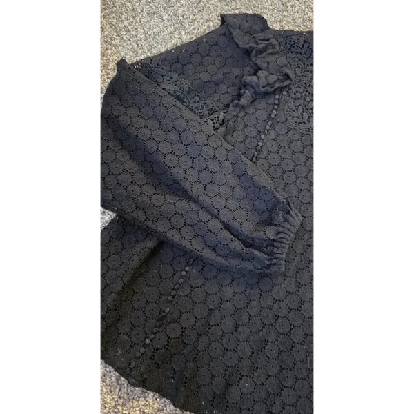 Express‎ Women's Black Long Sleeve Lace Top Dressy Trendy Party Classy Size XS - Image 4
