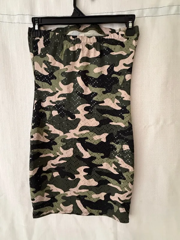 Love J women’s Dress size S Camo Sequin Strapless Pencil Excellent (A577) - Image 6