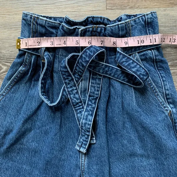 Abercrombie & Fitch Medium Wash Mom Jeans Tie Waist 00 24 - Image 5