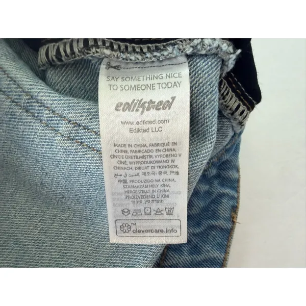 EDIKTED Chiara Micro Jean Skirt Size Large Denim Mini Cheeky - Image 5