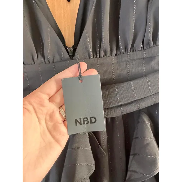 NWT NBD Revolve Anya Mini Puff Sleeve Dress in Black Metallic Women’s size Small - Image 8