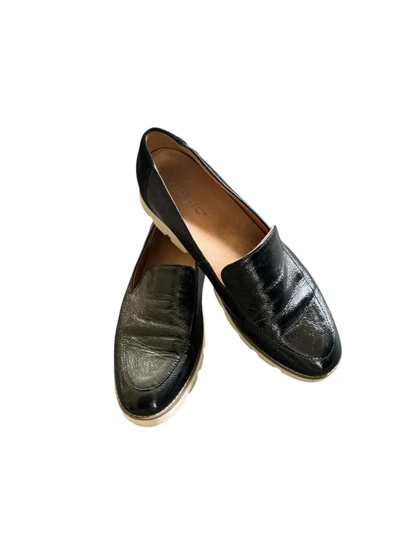 Vionic Kensley Chunky Loafer Sz 9 Black Lug Heel Shiny Leather Shoe Slip On - Image 2