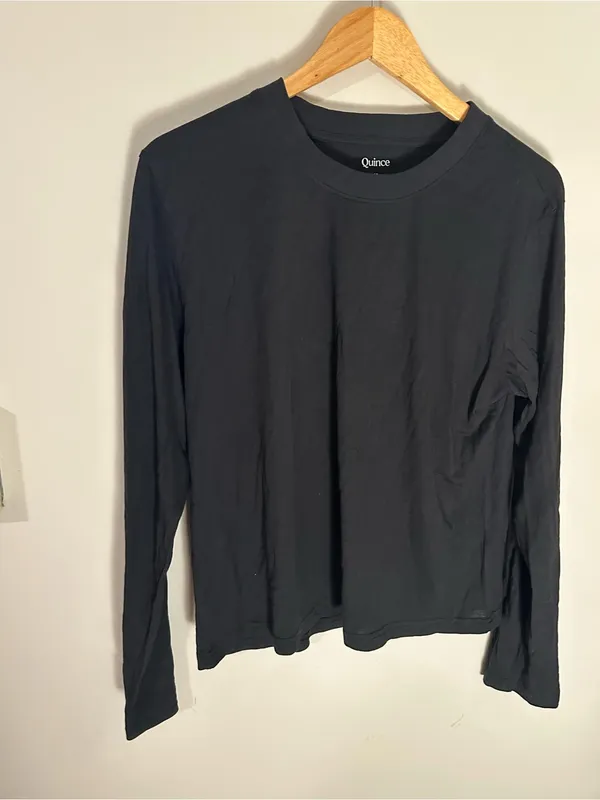 Quince Cotton Modal Relaxed Long Sleeve Tee black medium - Image 2