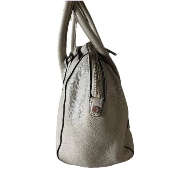 Rebecca‎ Minkoff Gray Pebbled Genuine Leather Satchel Handbag Silver Hardware - Image 2
