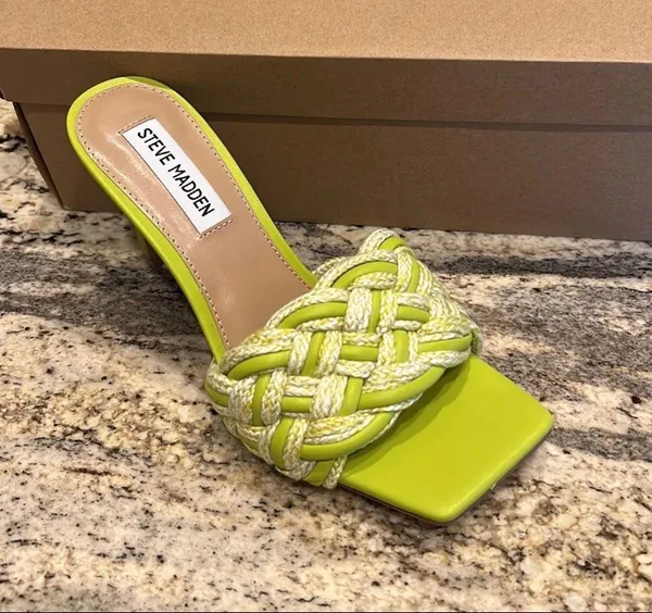 Steve Madden Lime Seraphine Square Toe Sandal Heels - Image 6