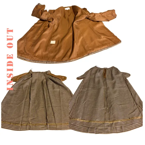 Vintage 1980'S Jh Collectibles Brown, Tan & Blue Plaid Wool Blend Skirt Set (8) - Image 13