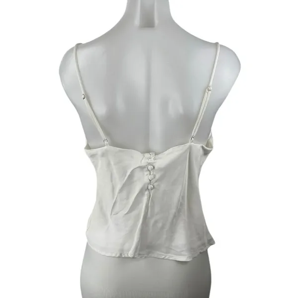 Zara Womens White Sleeveless Cowl Neck Adjustable Cami Camisole Tank Top Size L - Image 2
