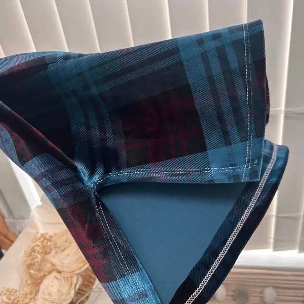 Nebbity two piece velvet plaid blue set top + skirt size small - Image 4