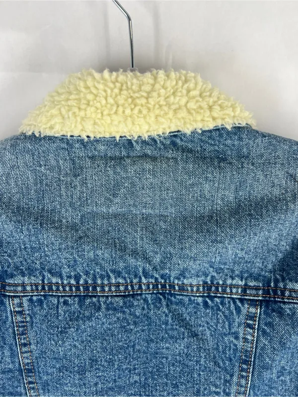 Aeropostale Sherpa Lined Denim Jacket XS NWT Medium Wash Jean Trucker - Image 13