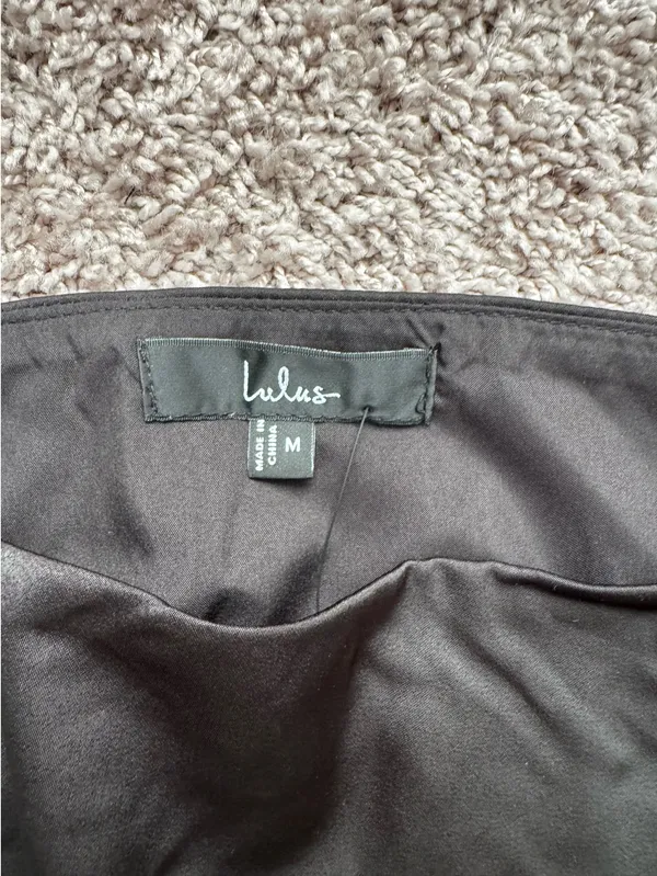 Lulus Black Satin Mini Dress - Image 3