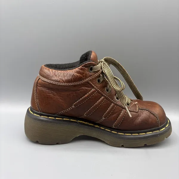 Dr Martens Chunky Ankle Boots Womens Size 7 Mens 6 Brown Lace Up Hightop Y2K - Image 4