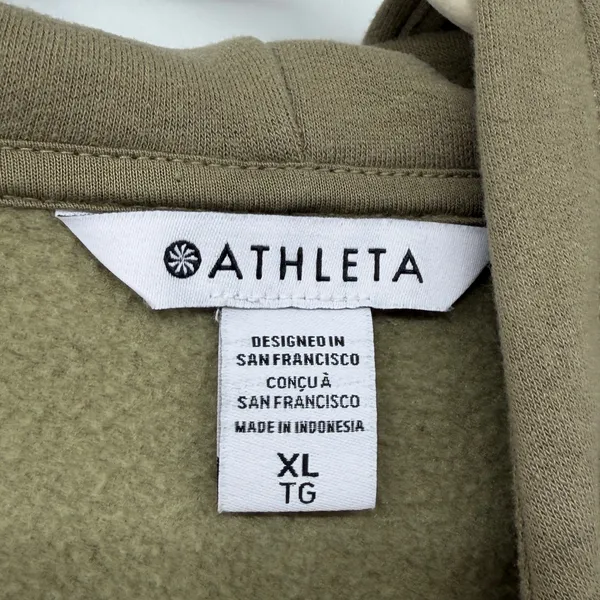 Athleta XL Coaster‎ Luxe Quarter Zip Hoodie Olive Green Sweatshirt Pullover - Image 3