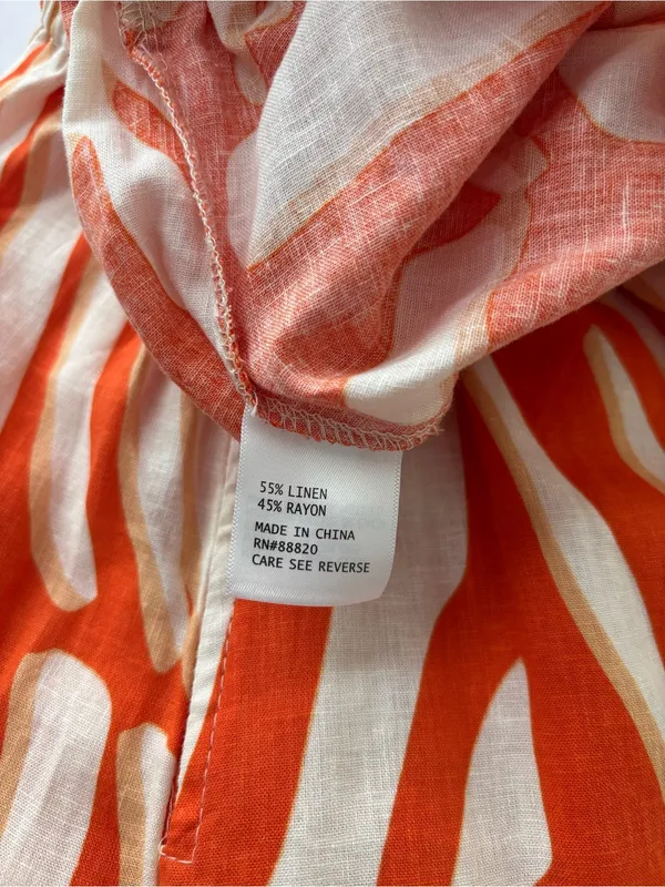 Rachel Rachel Roy Linen Blend Abstract Print Maxi Skirt Orange Cream NWT XS - Image 4