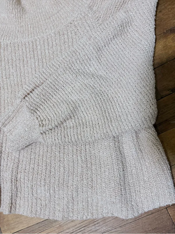 Free People Chunky Ribbed Mock Neck Sweater in Light Cream - Image 4