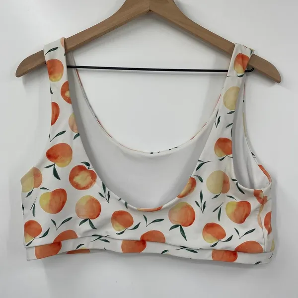 Current Tyed 2 Piece Swimsuit Bikini High Waisted Peaches Print White Womens XL - Image 4