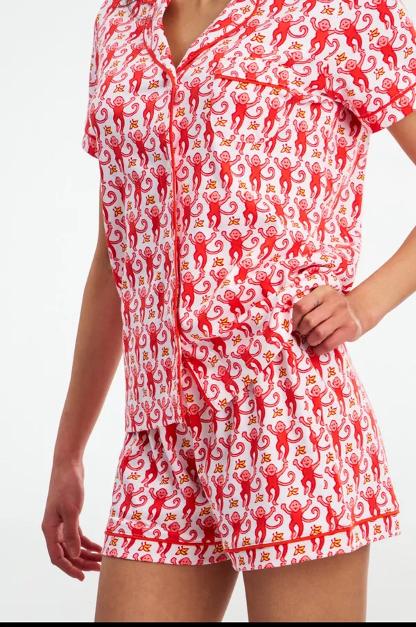 Roller Rabbit Watermelon Monkey Polo Pajama Set Medium New  - Image 2