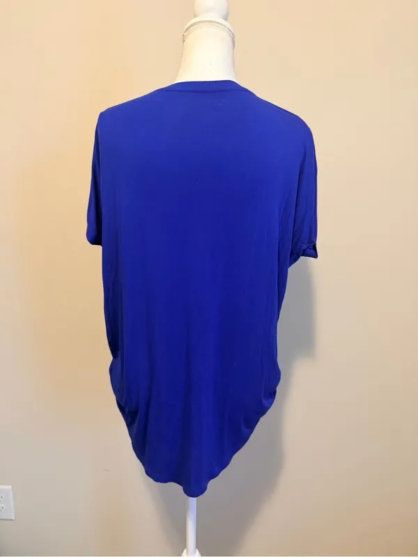 Express Cobalt Blue Oversized V-Neck Tee Soft Relaxed Fit Top size small - Image 3