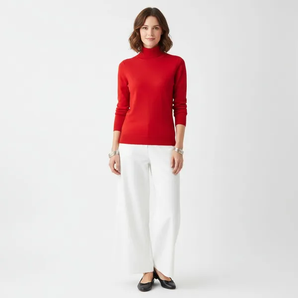 Calvin Klein Red Long Sleeve Ribbed Turtleneck Sweater Top M - Image 6