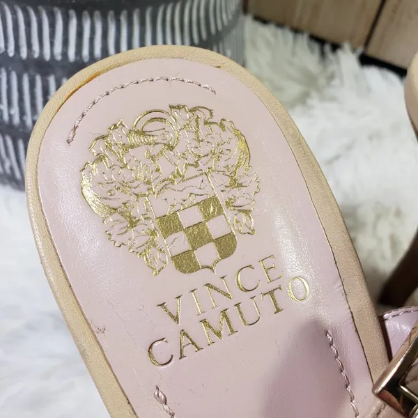 VINCE CAMUTO Women's Size 9.5 Wide Beige Ankle Strap, Open Toe Heels - Image 9