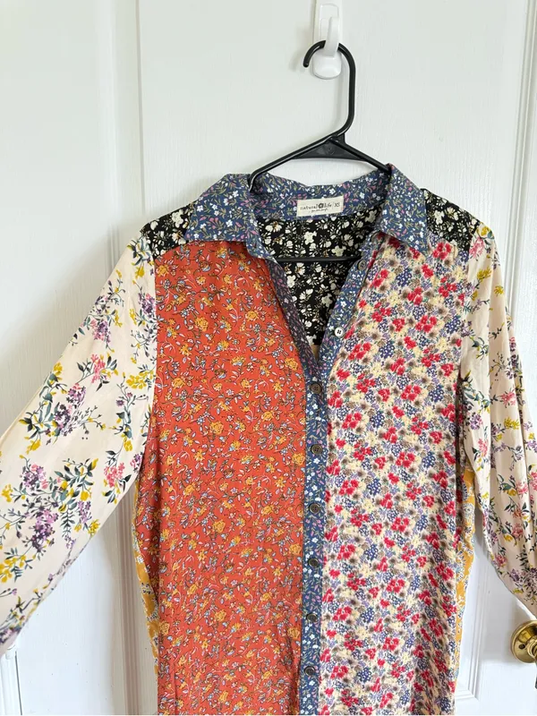 Natural Life Esme Floral Patchwork Maxi Shirt Dress - Image 5