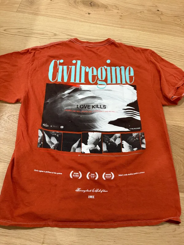 Civil Regime oversized orange graphic t-shirt - Image 3
