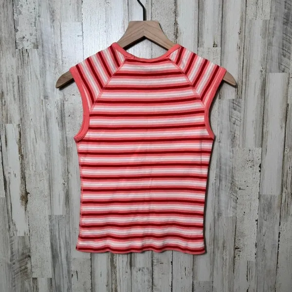 Vintage Y2K Abercrombie & Fitch Stripe Retro Preppy Girly Muscle Baby Tee Medium - Image 5