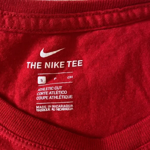 Nike Red and White Athletic Cut Short Sleeve Top - Image 3