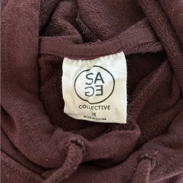 SAGE Burgundy Cropped Hoodie with Message on Front - Image 5