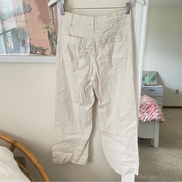 Anthropologie Maeve Colette Wide Leg Cropped Patch Pocket Linen Pants in Size 25 - Image 8