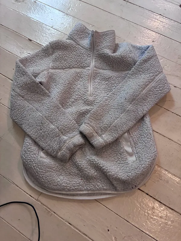Abercrombie & Fitch Soft A&F White CreM Quarter Zip Faux Fur Sherpa Size XS - Image 3