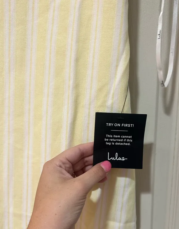 Lulus Dress Mini Yellow striped  - Image 2