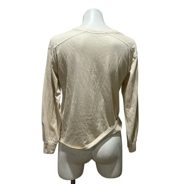 Hurley T-Shirt Womens Size XS Beige Beach Life Graphic Long Sleeve Crew - Image 4