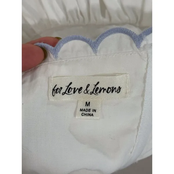 For Love & Lemons Mini Dress White Tea Time Poplin Bustier Basque Waist Medium - Image 4