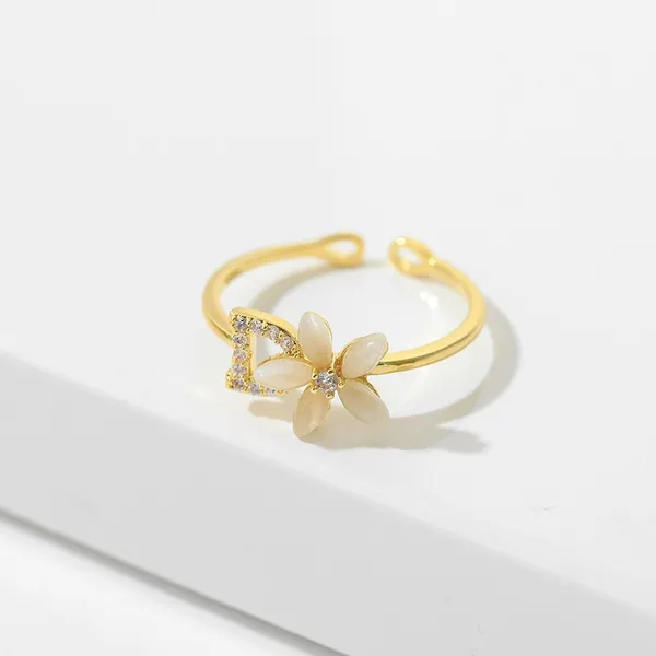 18K Gold Plated Adjustable Flower Ring for Women - Image 3