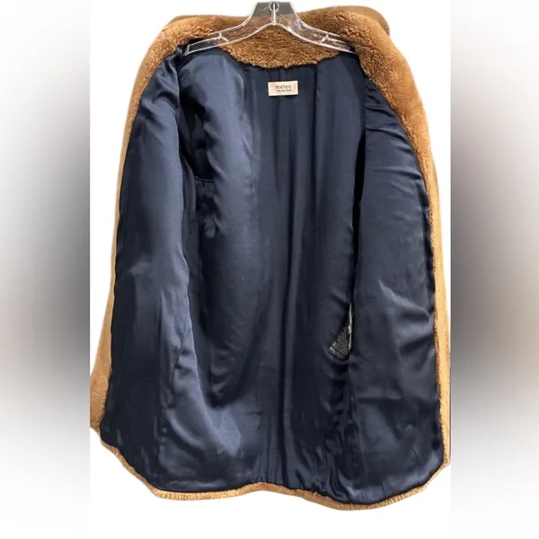 Yves Salomon Meteo Women's Teddy Bear Coat Camel Brown 100% Lamb Shearling Fur - Image 2