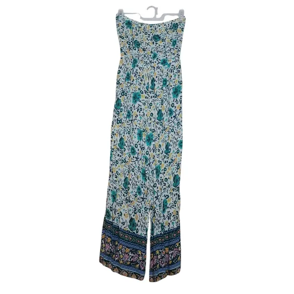 GiGio Strapless Wide Leg Jumpsuit Floral Pockets Size MEDIUM - Image 2