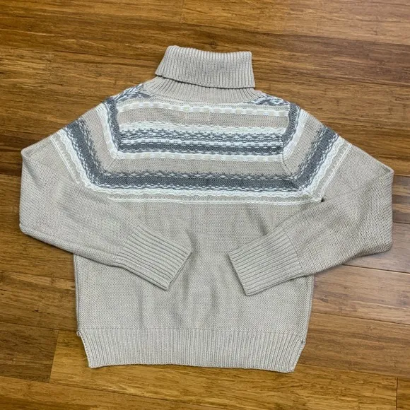 Jun & Ivy Turtleneck‎ Sweater Womens Small Beige Striped Knit Pullover Neutral - Image 5