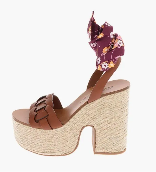 MIU MIU Brown Leather Platform Open Toe Weave Shoes Size Euro 40 - Image 12