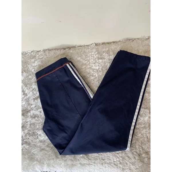 Adidas Blue Sz Large Three Stripe Pants Pockets Twill - Image 8