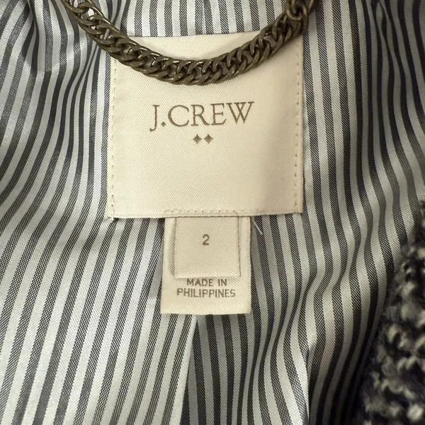 J Crew‎ Tweed Topcoat Coat Womens Size 2 Grey Black H1493 - Image 8