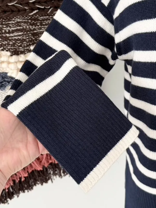 Aritzia Babaton Overseas Striped Sweater Blue White Sz XXS - Image 5