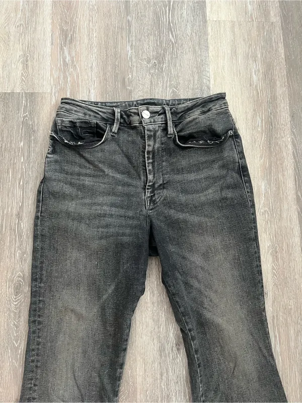 FRAME Le One Crop Mini Boot Jeans Womens Size 2 Hughes Gray Black Stretch Denim - Image 4
