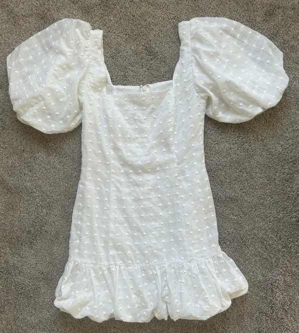 Sabo Skirt Dress Mini White Puff Sleeve - Image 3