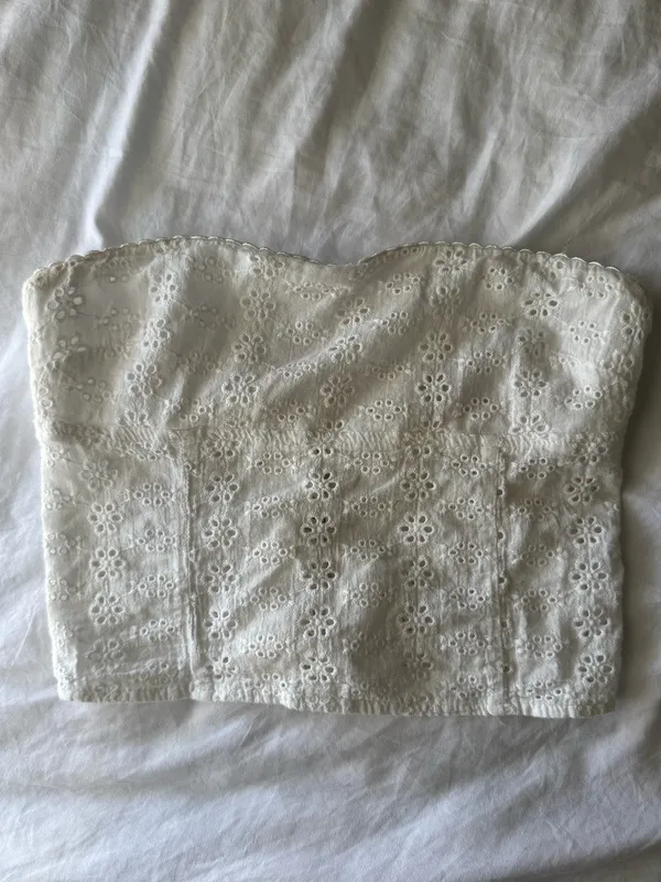 Edikted Lemon Lacey Cotton Corset White - Image 3