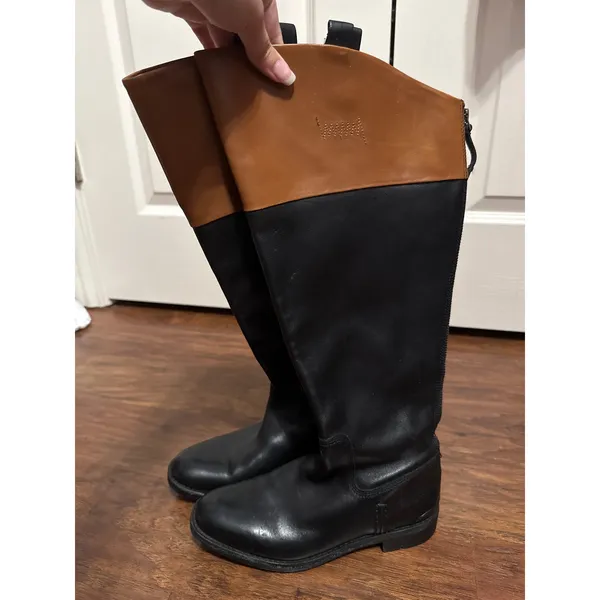 Franco Sarto Meyer Black Cognac Leather Riding Boots Wide Calf Equestrian - Image 2